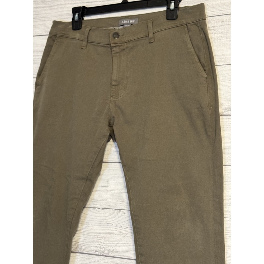 Ash & Erie Men Stretch Chino Pants 33x29 Olive Brown Casual - Picture 5 of 7